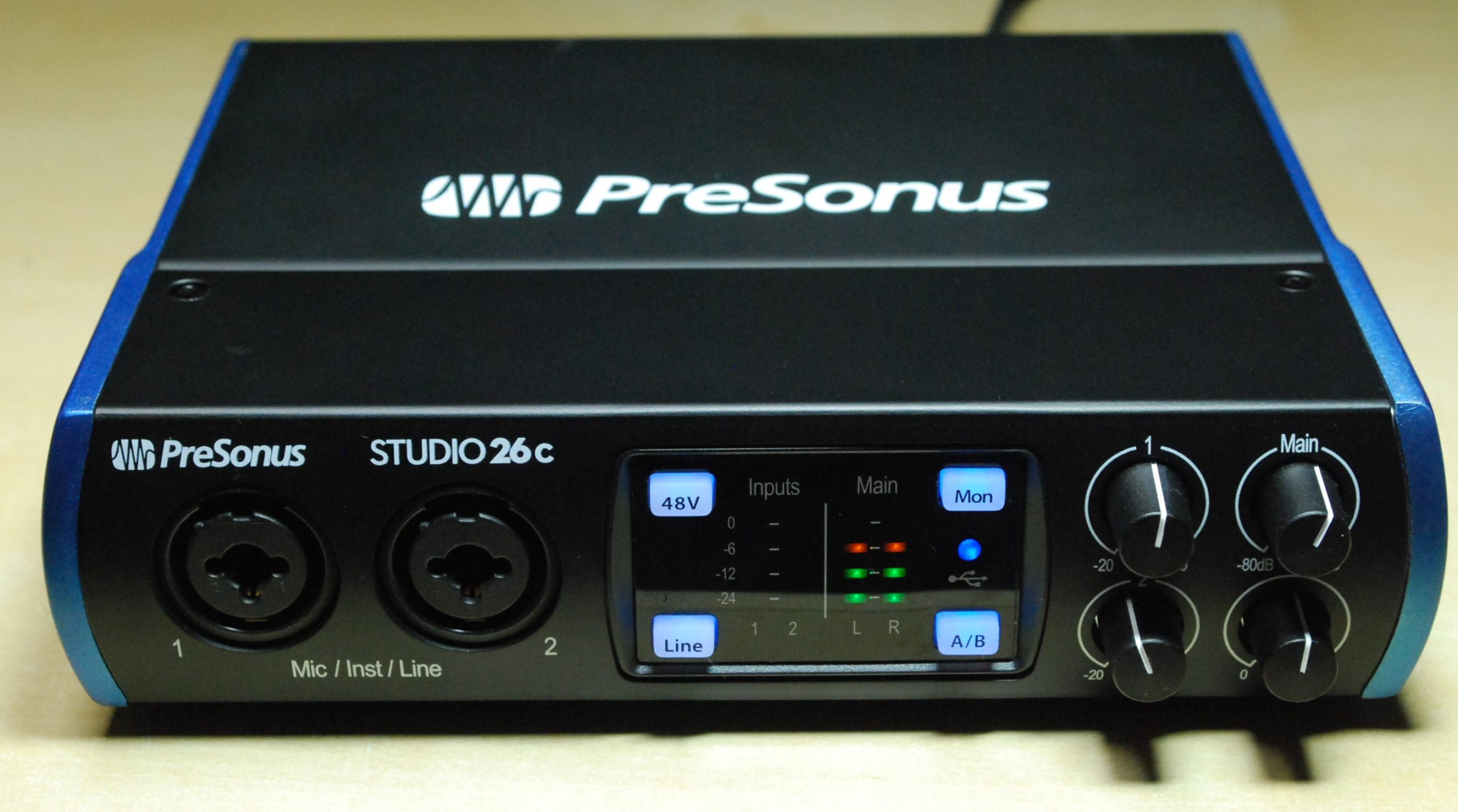 PreSonus Studio 26c 2x4 192 kHz USB Audio Interface Bundle with Studio One  Artist Software, Blucoil 10-FT Balanced XLR Cable, 2x Straight Instrument C 